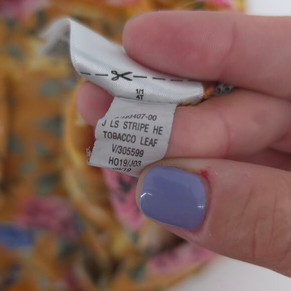 Old Navy 4T Vintage Floral Mustard Yellow 2 Pockets 1/2 Button Down Long Sleeve - Picture 9 of 12